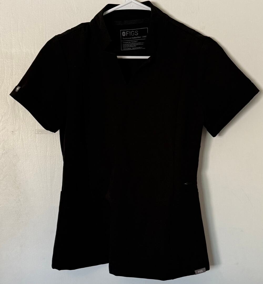 FIGS Women's Black Inala Slim Scrub Top Women’s XXS